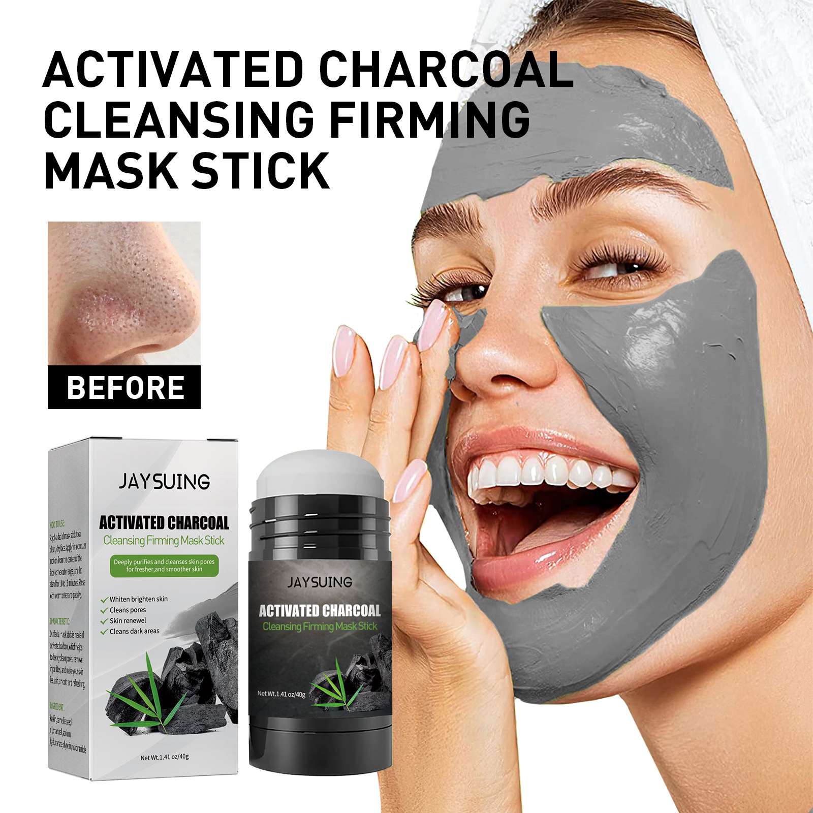 40g Activated carbon facial ma - Mud Mask Kaolin recension och pris